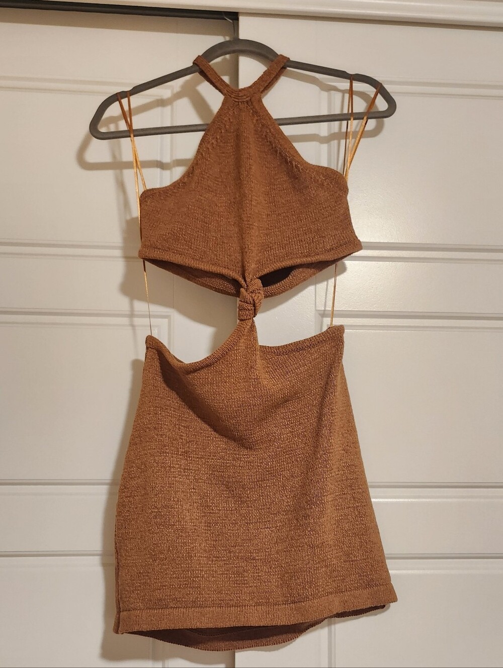 Beige Botany Knit Cut-out Sweater dress